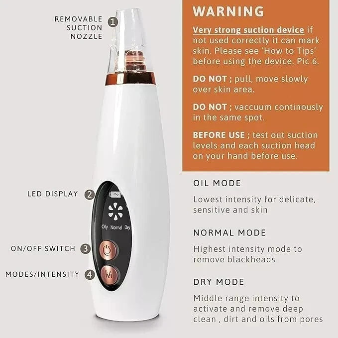 Electric Blackhead Remover Vacuum Facial Pore Cleanser Acne Skin Face Cleanser