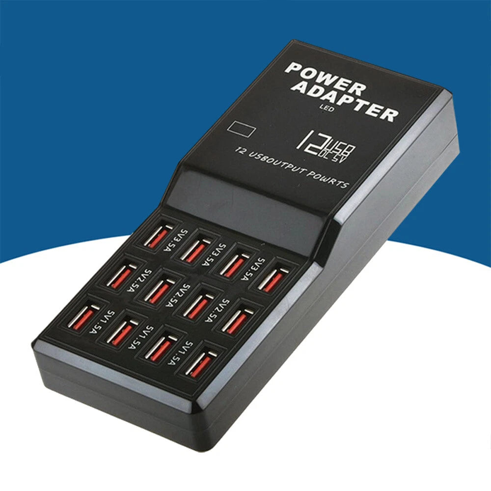 12Ports USB Multi Charger Travel Wall AC Adapter UK Plug Hub Charging Station UK