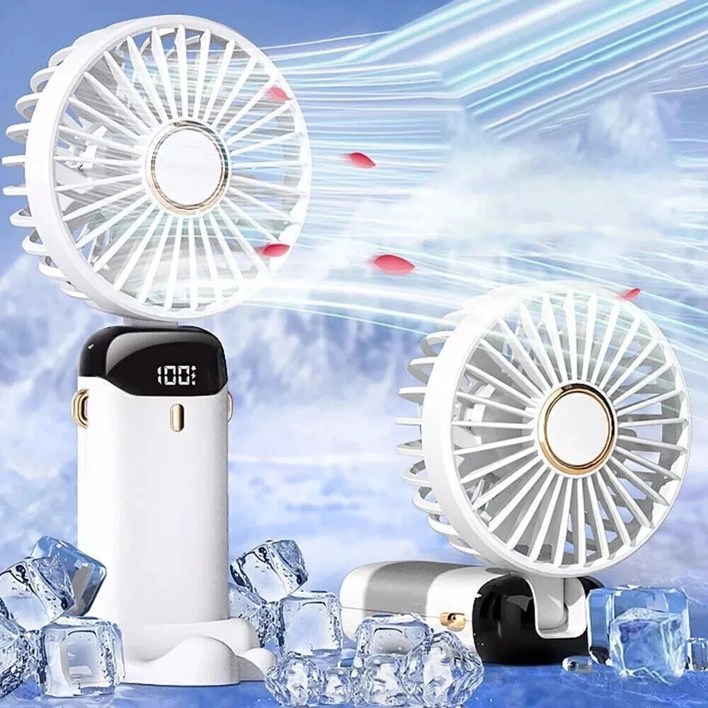 Portable Hand-held Fan Mini Folding Desk Fan Cooler Cooling Fan USB Rechargeable