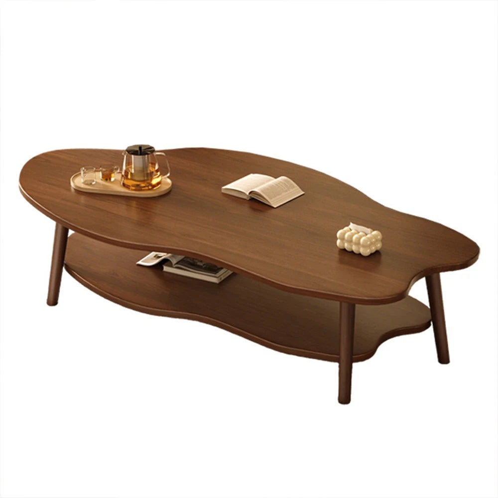 2 Layer Coffee Table Cloud Tea Table Modern Living Room Desk W/ Storage Shelf UK