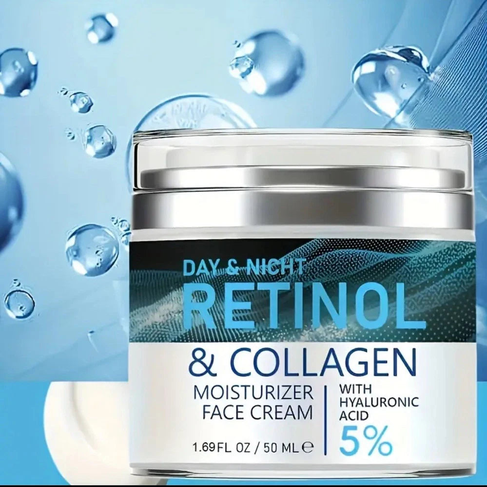 Retinol & Collagen Face Cream 5% Hyaluronic Acid | Day & Night 50ml Face Moistur