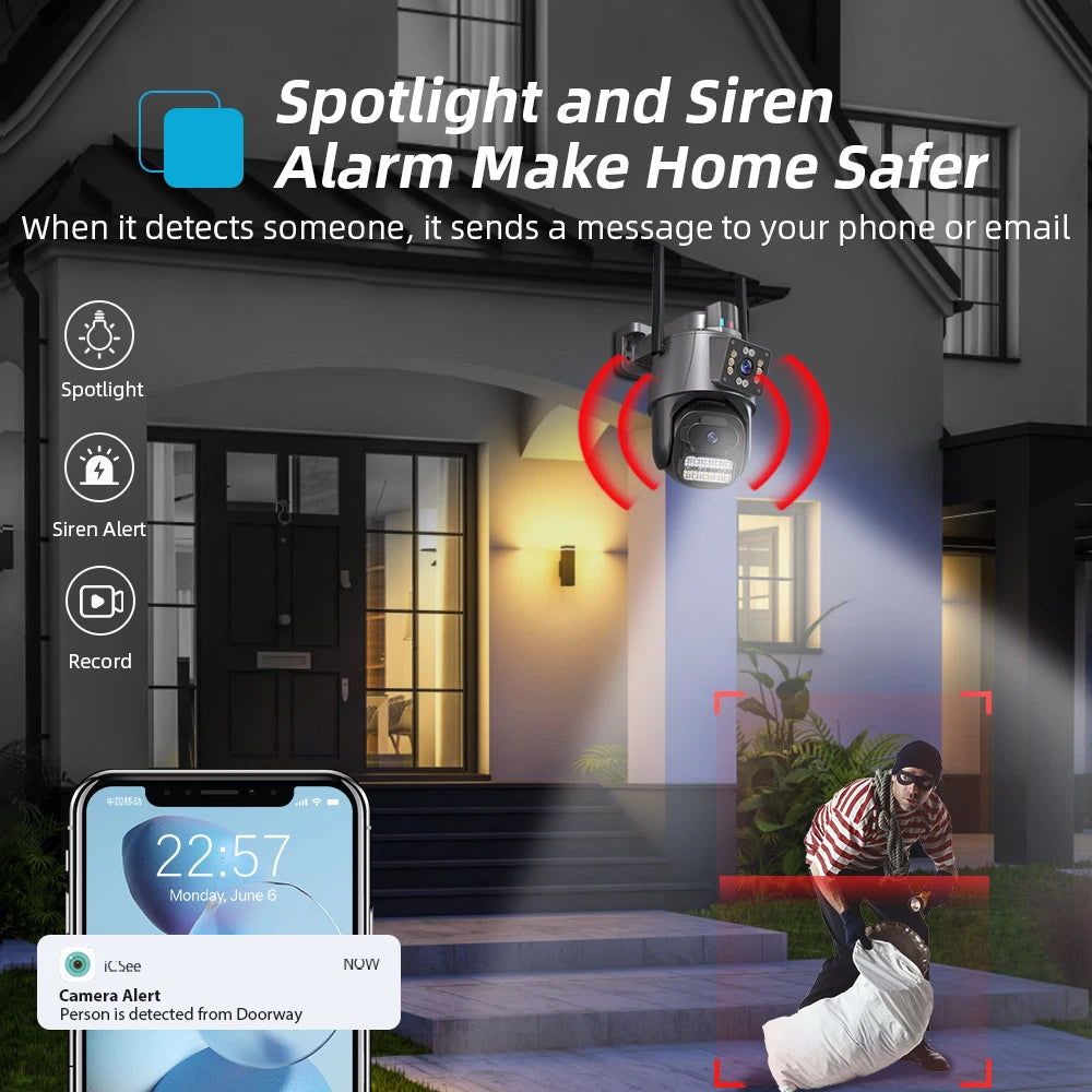 8MP 4K Wireless IP Camera WIFI Outdoor CCTV PTZ Smart Home Security IR Cam IP66