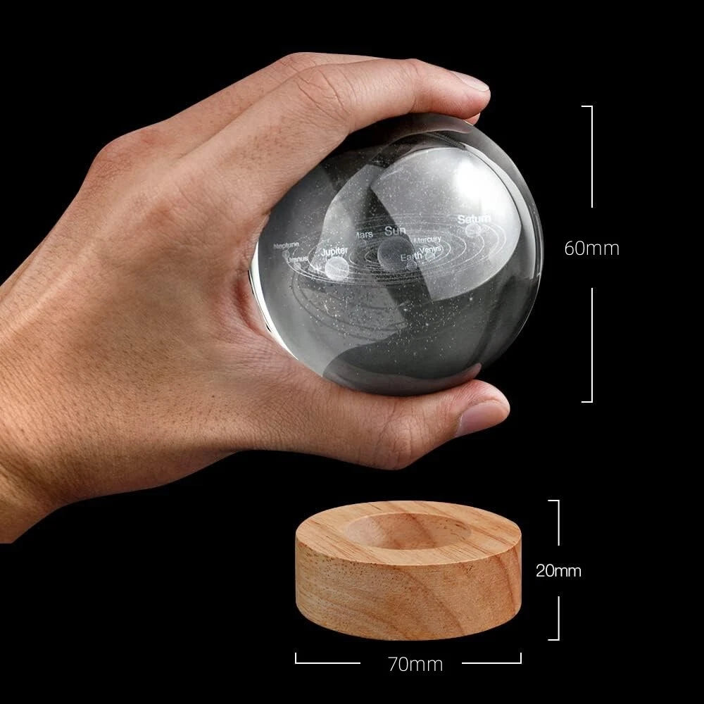 USB 3D Moon Planet Globe Galaxy Night Light LED Crystal Ball Table Lamp Bedside