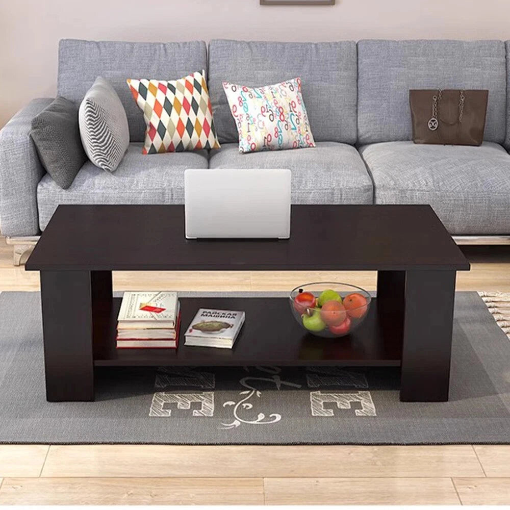 Modern Coffee Table Living Room Tea Side End Desk With Lower Shelf Storage UK