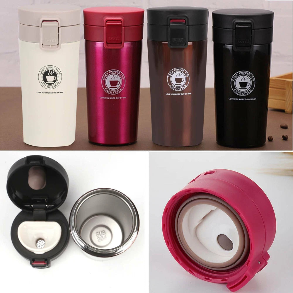 NEW Insulated Travel Coffee Mug Cup Thermal Stainless Steel Flask Vacuum Thermos