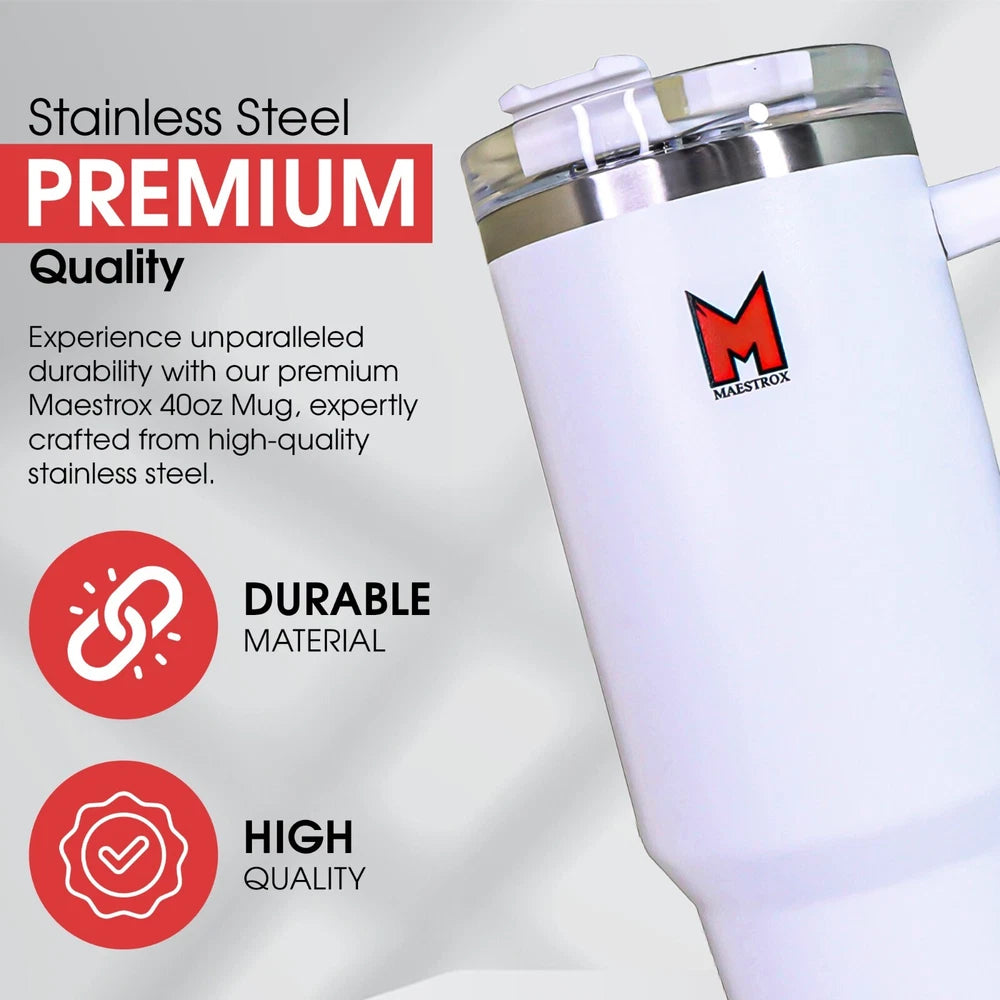 40oz Tumbler Stainless Steel Insulated Travel Mug with Straw and Lid Coffee Mug