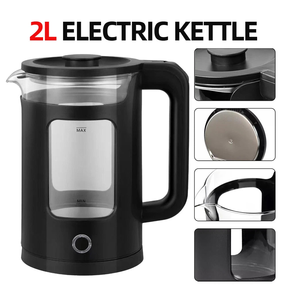 0.6/2/2.3L Portable Fast Boil Electric Quiet Stainless Steel Travel Kettle Jug~