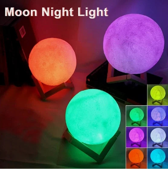 Galaxy Moon Lamp LED Night Light | 3D Moon Light USB Rechargeable for Kids Bedro