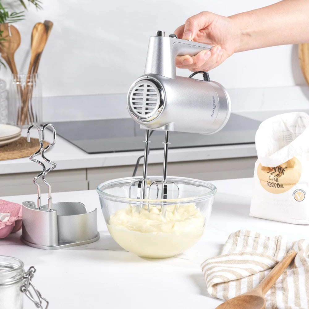 Salter Aspen Easy-Store Hand Mixer, Electric Baking Whisk, Beaters & Dough Hooks