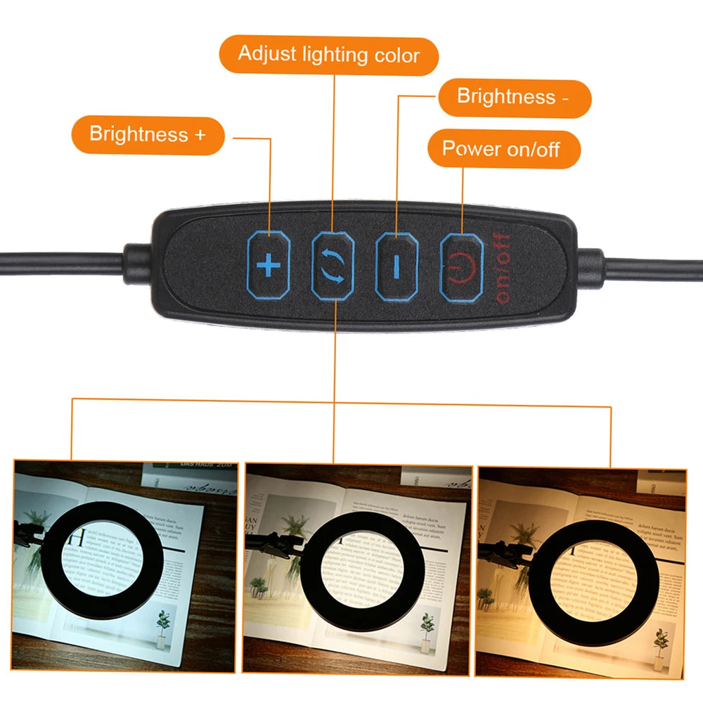 Tomshine Flexible Clamp-on Table Light with 8x Magnifier Swing Arm Dimmable UK
