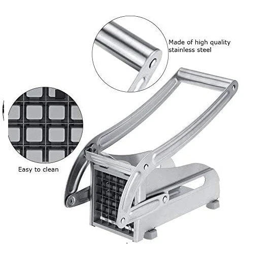Potato Chipper Chip Chopper Cutter Slicer Maker & 2 Steel Edges 🍟 French Fries