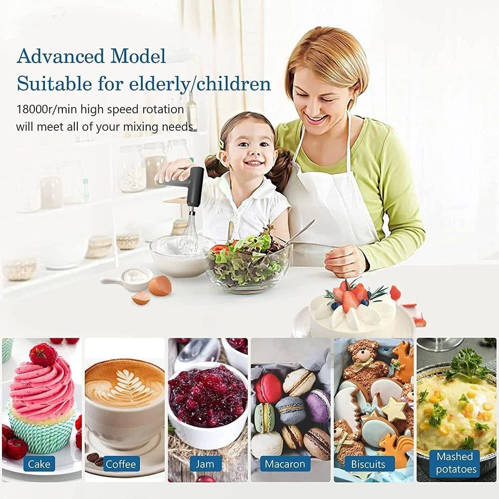 Electric Handheld Whisk Cordless Egg Beater Hand Mixer USB Coffee Food Frother