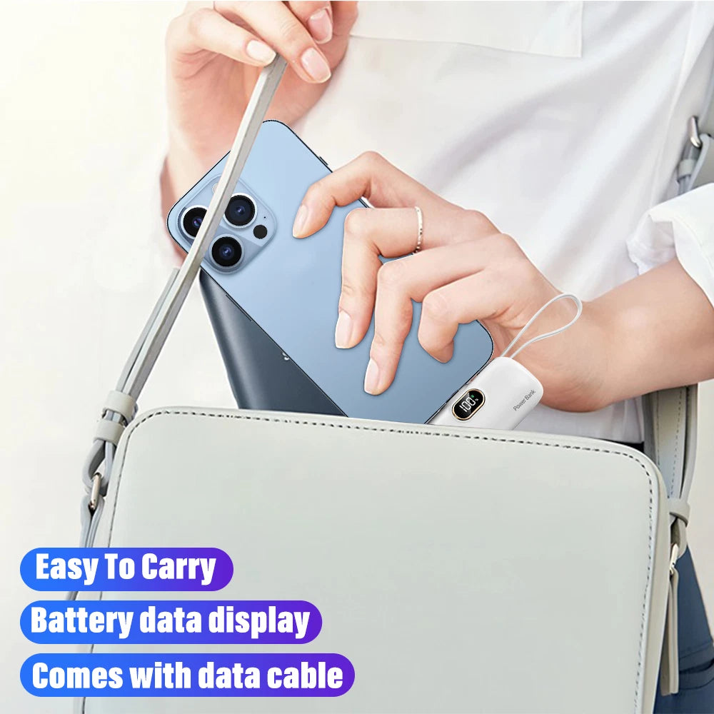 8000mAh Mini Power Bank Portable Fast Charger External Battery For iPhone Type-C