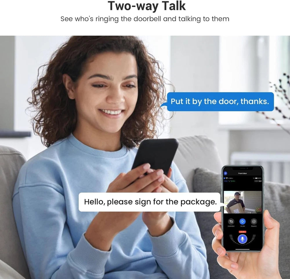 Wireless Smart Video Doorbell Camera Indoor Outdoor Surveillance Human Detection