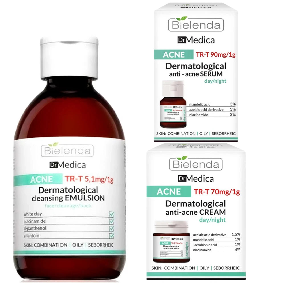 Bielenda Dr Medica Anti Acne Face Cream SerumTonic Cleansing Emulsion OILY SKIN