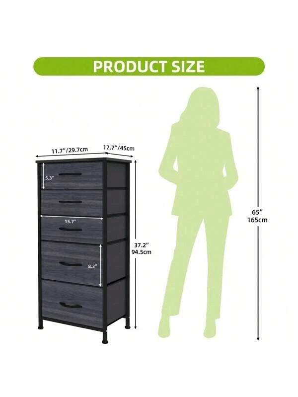 Chest of Drawers Bedroom Furniture Storage Bedside Cabinet 5 Fabric Drawer