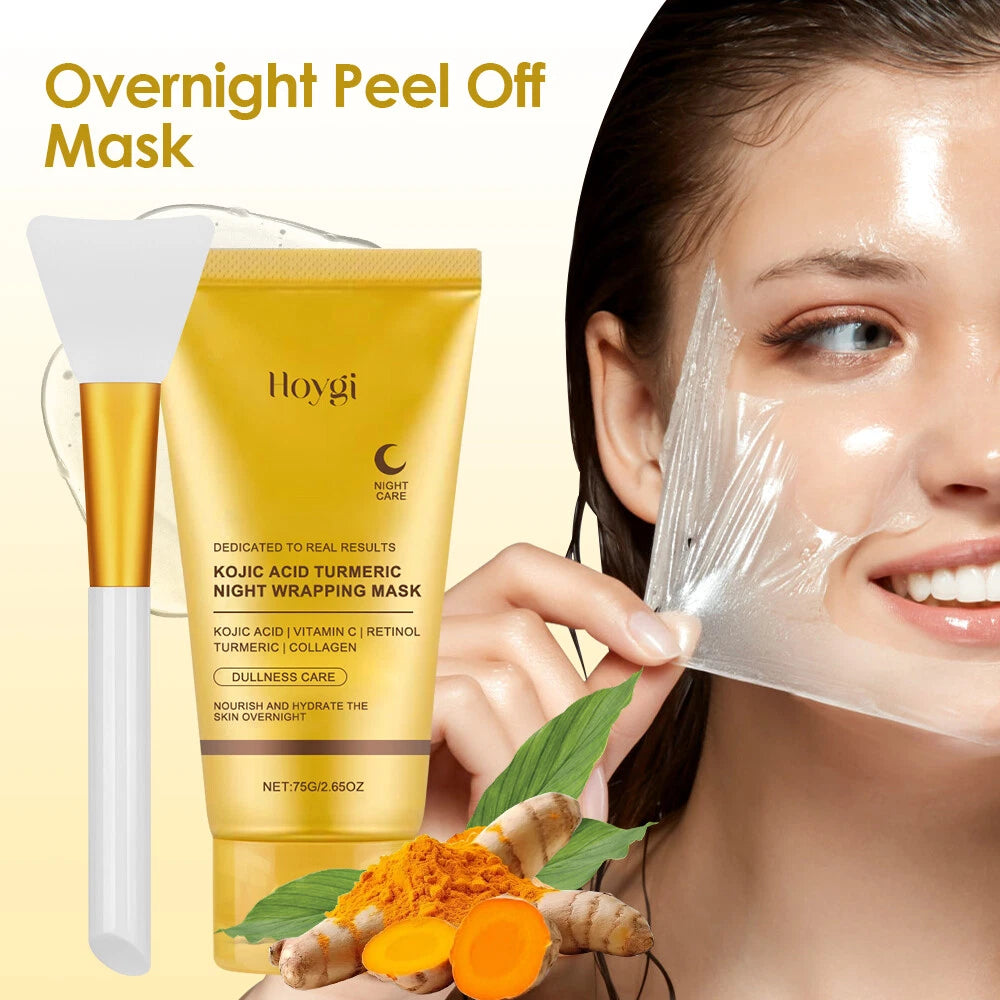 Kojic Acid Turmeric Collagen Night Wrapping Mask Overnight Peel Off Facial Mask