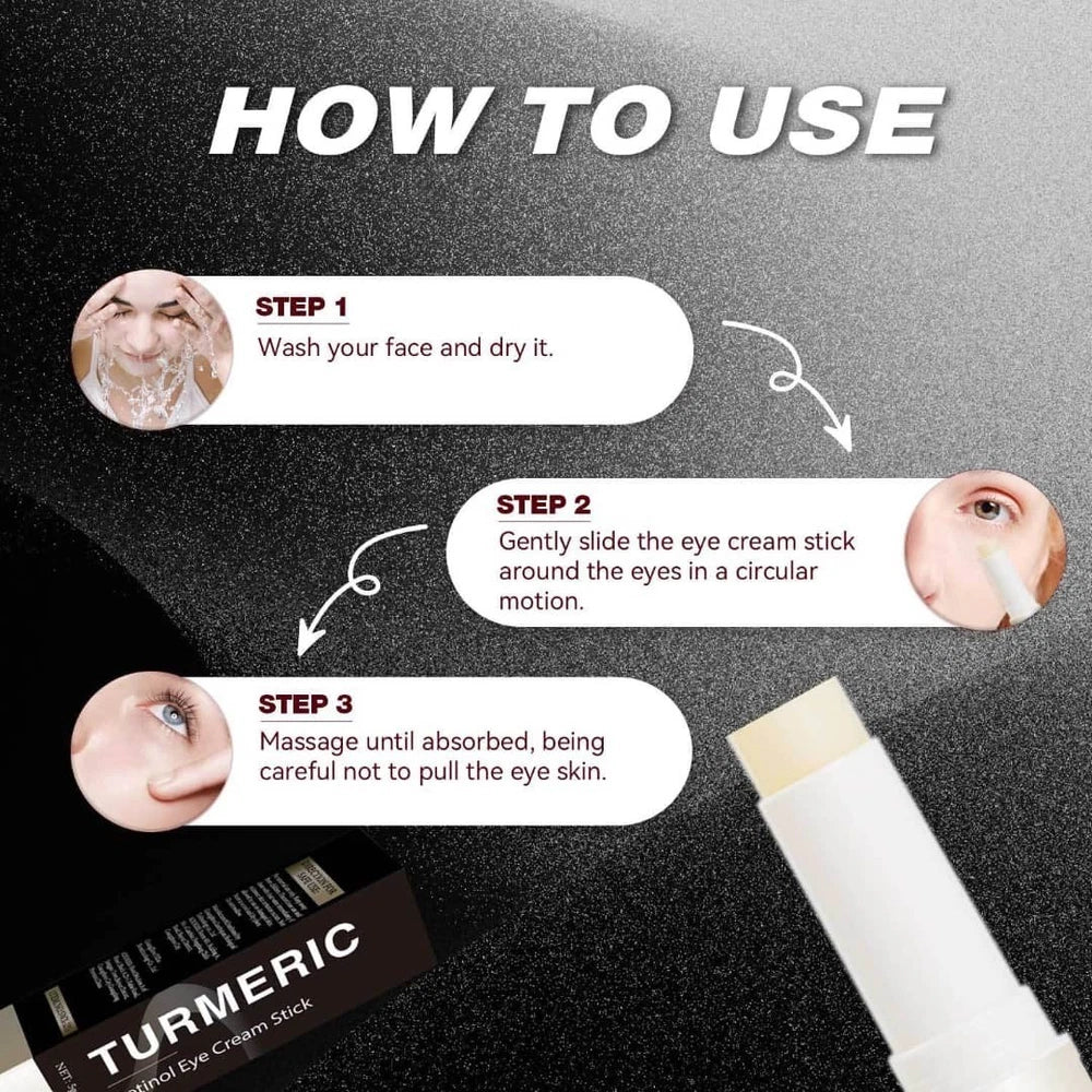 Turmeric Retinol Eye Cream Stick Anti-Ageing Dark Circles Puffiness Wrinkle Care